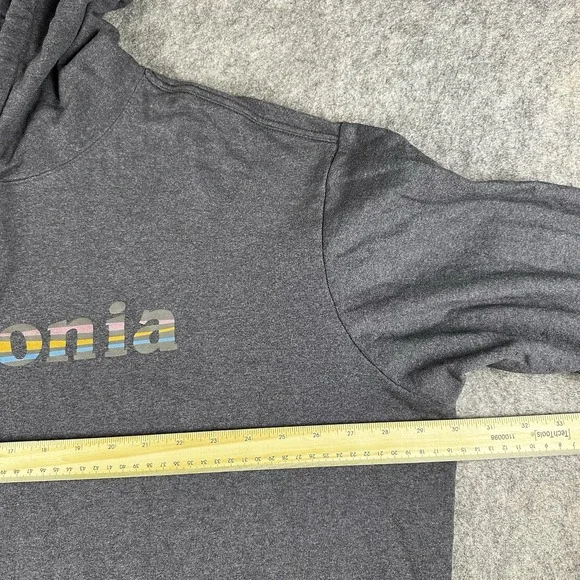 Patagonia Hoodie Men 3XL Gray Sweatshirt Pullover Wildrise Text Logo Recycled - Picture 9 of 10